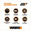 Комплект WORX WA3611, 20В: 2 аккумулятора 4Ач и двойное зарядное устройство в 4А (2А+2А)