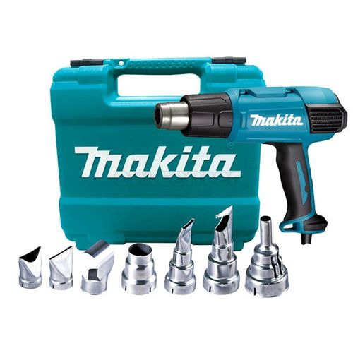 Термопистолет (фен) MAKITA HG6531CK 2000Вт, 50-650 градусов, 200-500л/мин, 0.7кг чемодан, 7 насадок