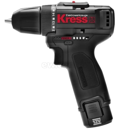 Аккумуляторная бесщеточная дрель-шуруповерт KRESS KU202.1, 12В, 2Ач x2, ЗУ 1,5А, кейс