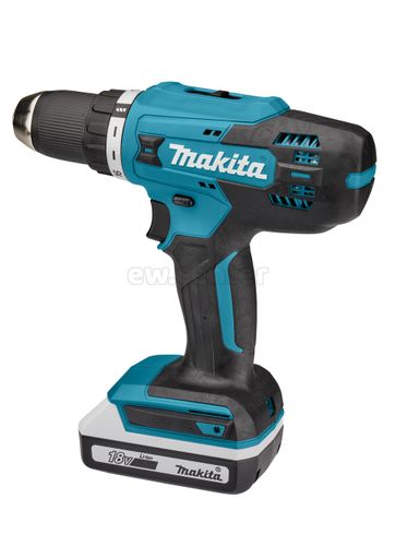 Акк. дрель-шуруповерт MAKITA DF488DWE, 18В, 2х1.5Ач, патрон 13мм, 1400об/мин, 1.4кг, чемодан