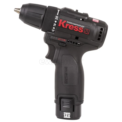 Аккумуляторная бесщеточная дрель-шуруповерт KRESS KU202.1, 12В, 2Ач x2, ЗУ 1,5А, кейс