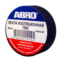 Изолента ABRO (19 мм х 9,1 м) чёрная