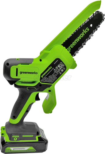 Аккумуляторная бесщеточная цепная пила GREENWORKS GD24CSMNX, 24V, 15см, c 1хАКБ 4Ач и ЗУ