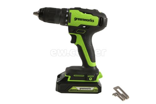 Аккумуляторная дрель-шуруповерт GREENWORKS GD24DD35K2, 24v, 35 Нм, 1х2Ач и ЗУ, кейс