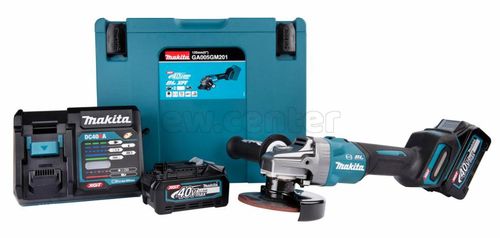 Акк. угловая шлифмашина MAKITA XGT GA005GM201 УШМ, 40В, 125 мм, 8500 об/мин, 2х4А*ч, ЗУ, кейс