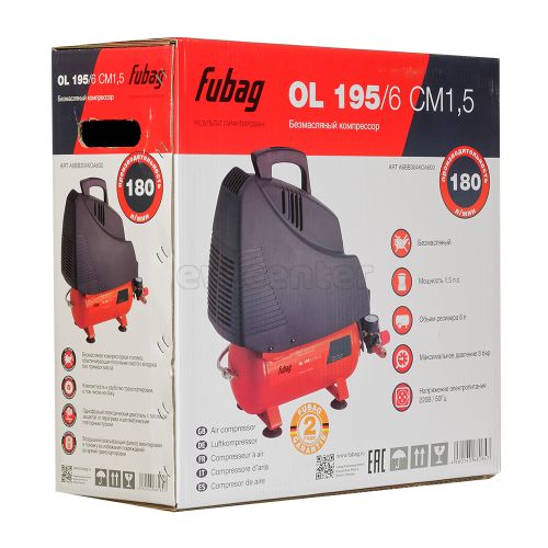 Компрессор FUBAG OL 195/6 CM1.5 (180л/мин_6л_8бар_1.1кВт) безмасляный