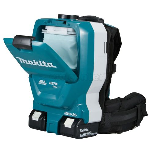 Акк. ранцевый пылесос MAKITA DVC261ZX11, 36В, 2000л/мин, 110мбар, 2.0/1.5л, 3.9кг, без АКБ и ЗУ