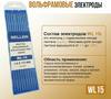 Электроды вольфрамовые SELLER WL-15 d=1,6 мм (L=175 мм) золото