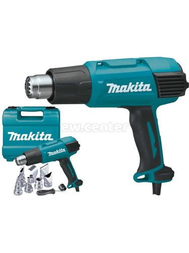 Термопистолет (фен) MAKITA HG6531CK 2000Вт, 50-650 градусов, 200-500л/мин, 0.7кг чемодан, 7 насадок