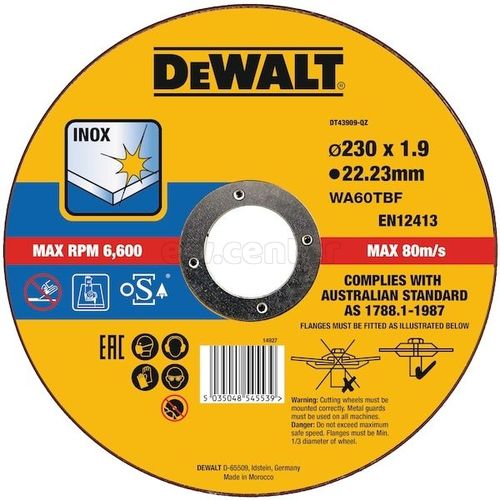 Круг отрезной DEWALT DT43909, по металлу, 230 x 22.2 x 1.9 мм