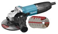 Угловая шлифмашина MAKITA GA5030RX9 УШМ, 125мм, 720Вт, 11000об/мин, 1.91кг, диск D-18770 x 5 шт.