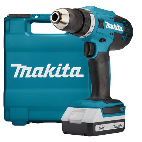 Акк. дрель-шуруповерт MAKITA DF488DWE, 18В, 2х1.5Ач, патрон 13мм, 1400об/мин, 1.4кг, чемодан