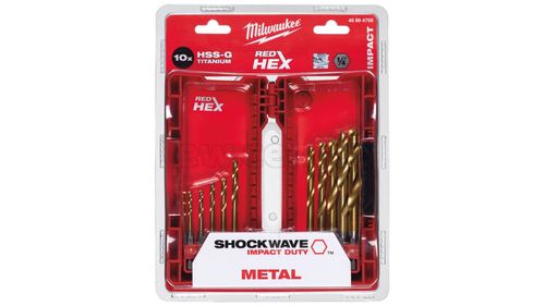 Набор сверл по металлу MILWAUKEE SHOCKWAVE HSS-G TIN RED HEX (10 шт)