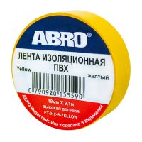 Изолента ABRO (19 мм х 9,1 м) жёлтая