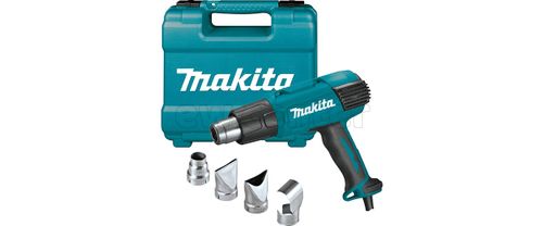 Термопистолет (фен) MAKITA HG6530VK, 2000Вт, 50-650 градусов, 280-550л/мин, 0.72кг кейс, 4 насадки