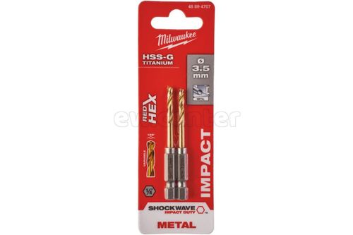 Сверло по металлу MILWAUKEE RedHEX HSS-G TiN (2 шт; 3.5х25х69 мм)