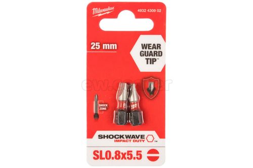 Насадка MILWAUKEE SHOCKWAVE (SL 0.8x5.5, 25 мм, 2 шт.) 4932430902