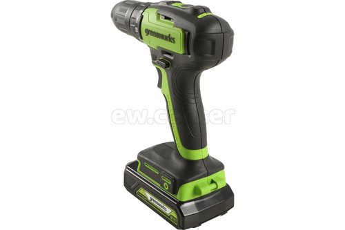 Аккумуляторная дрель-шуруповерт GREENWORKS GD24DD35K2, 24v, 35 Нм, 1х2Ач и ЗУ, кейс