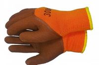 Перчатки прорезиненные рабочие утепл. коричнево-оранжевые #300