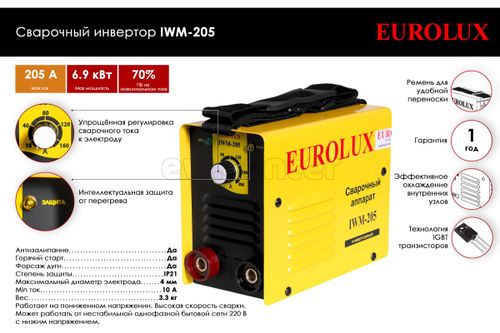 Инверторный сварочный аппарат Eurolux IWM205 65/66