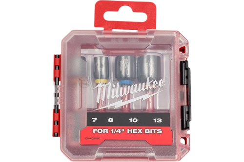 Насадки магнитные торцевые MILWAUKEE SHOCKWAVE 1/4/HEX, набор 4 шт, 7/8/10/13 мм GEN II