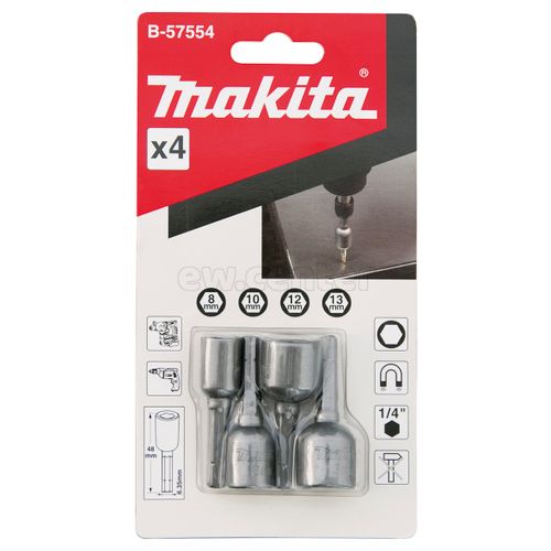 Набор магнитных торцовых головок MAKITA B-57554 (1/4/, C-Form, 4 шт., 8 - 48 мм)