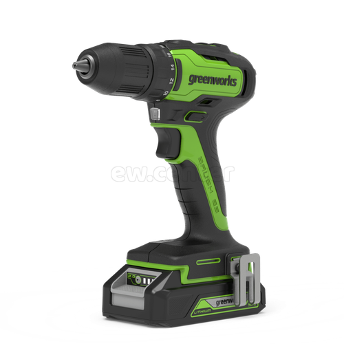 Аккумуляторная дрель-шуруповерт GREENWORKS GD24DD35K2, 24v, 35 Нм, 1х2Ач и ЗУ, кейс