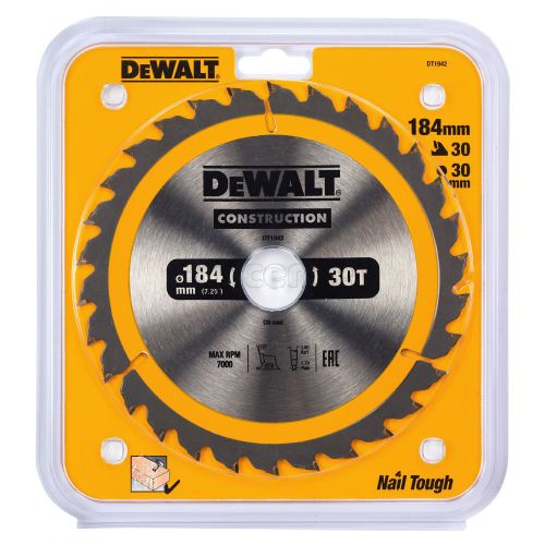 Пильный диск DEWALT CONSTRUCTION DT1942, 184/30 мм.