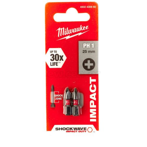 Насадка MILWAUKEE SHOCKWAVE PH1 25мм (2 шт.) 4932430850