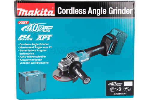 Акк. угловая шлифмашина MAKITA XGT GA005GM201 УШМ, 40В, 125 мм, 8500 об/мин, 2х4А*ч, ЗУ, кейс