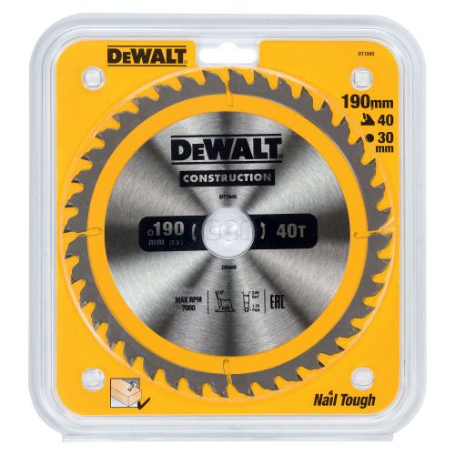 Пильный диск DEWALT CONSTRUCT DT1945, 190/30 мм.