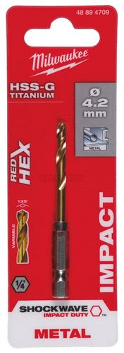 Сверло по металлу MILWAUKEE RedHEX HSS-G TiN (4.2х28х74 мм)