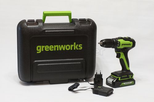 Аккумуляторная дрель-шуруповерт GREENWORKS GD24DD35K2, 24v, 35 Нм, 1х2Ач и ЗУ, кейс