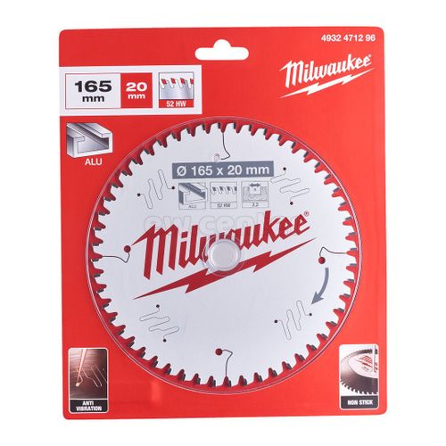 Диск пильный MILWAUKEE CSB P Alu165 x 20 x 2,2 x 52TF neg.