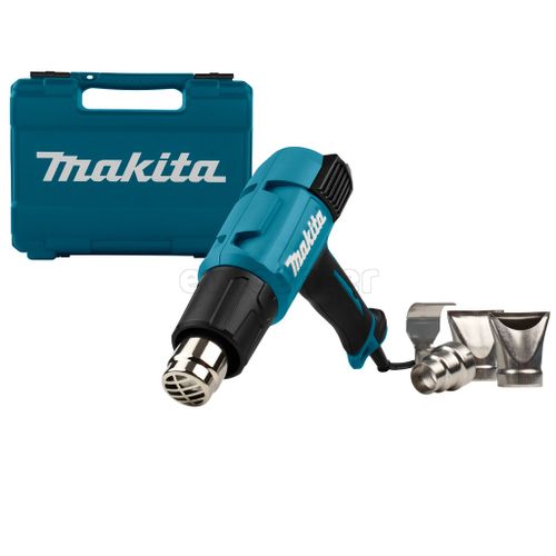 Термопистолет (фен) MAKITA HG6031VK, 1800Вт, 50-600 градусов, 250-500л/мин, 0.7кг чемодан, 4 насадки