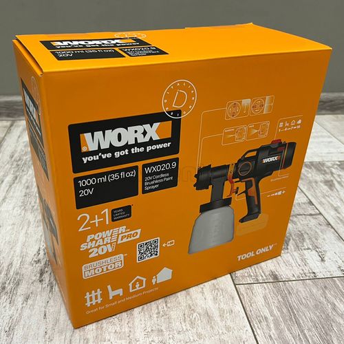 Аккумуляторный бесщёточный краскопульт WORX 20В, без АКБ и ЗУ