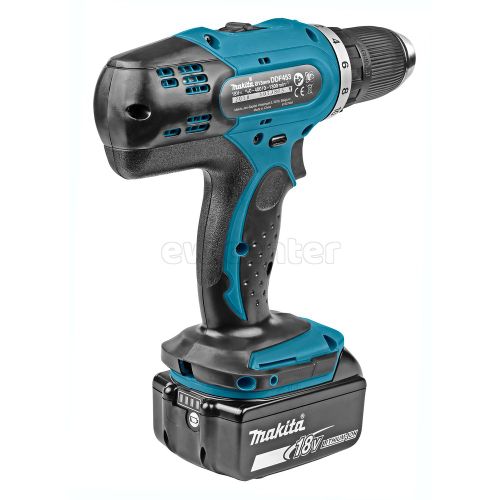 Акк. дрель-шуруповерт MAKITA DDF453SYE, 18 В, 2х1.5 Ач Li-ion, 1300 об/мин, 1.8 кг, ЗУ, в кейсе