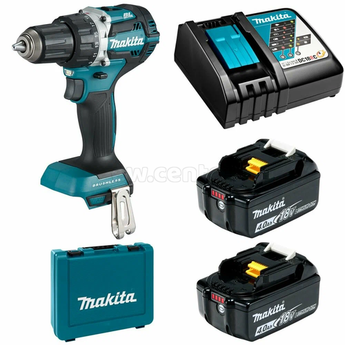 Аккумуляторная бесщеточная дрель-шуруповерт MAKITA DDF484RME, 54Нм LXT 18В, 2х4Ач, кейс
