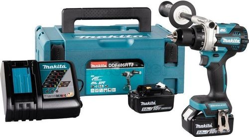 Аккумуляторная бесщеточная дрель-шуруповёрт MAKITA DDF486RTJ, 2х5Ah, 18В, Li-Ion