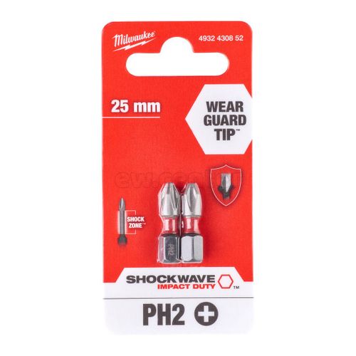 Насадка MILWAUKEE SHOCKWAVE PH2 25мм (2 шт.) 4932430852