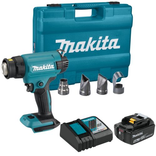 Акк. строительный фен MAKITA DHG181RT1J, 18В, 1х5 Ач Li-Ion, 550 град., 200л/мин, 1.4кг, чемодан