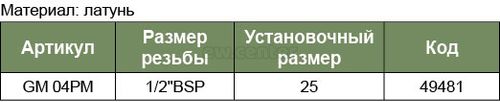 Штуцер БРС JONNESWAY европейского типа с наружней резьбовой частью BSPT 1/2/ GM-04PM