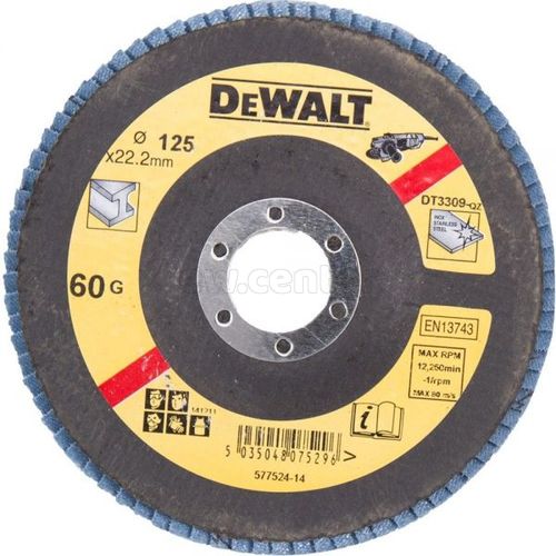 Круг лепестковый DEWALT EXTREME DT3309, 125 x 22.2 мм, 60G, тип 27