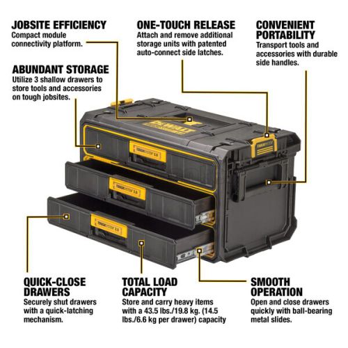 Модуль для инструментов DEWALT TOUGHSYSTEM 2.0, с 3-мя выдвижными ящиками, DWST08330-1