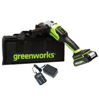 Аккумуляторная бесщеточная угловая шлифмашина УШМ Greenworks GD24AG, 24В (1хАКБ 4Ач и ЗУ)
