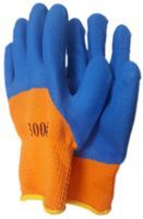 Перчатки прорезиненные рабочие утепл. сине-оранжевые #300