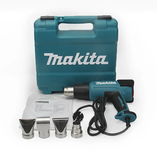 Термопистолет (фен) MAKITA HG6530VK, 2000Вт, 50-650 градусов, 280-550л/мин, 0.72кг кейс, 4 насадки