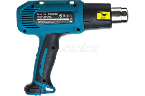 Термопистолет (фен) MAKITA HG6030K, 1800Вт, 50/300/600 градусов, 300-500л/мин, 0.6кг кейс, 4 насадки