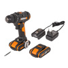 Аккумуляторная дрель-шуруповерт WORX WX100.2, 20В, 2х2Ач, ЗУ 0,4А, сумка